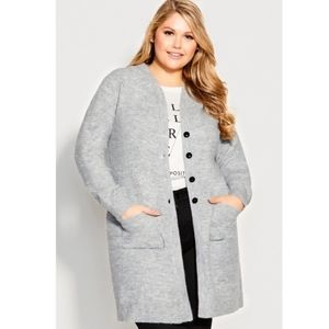 J. Jill Cocoon Merino Wool Long Gray Cardigan SM #W31